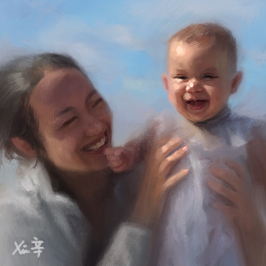 Mother and daughter, digital